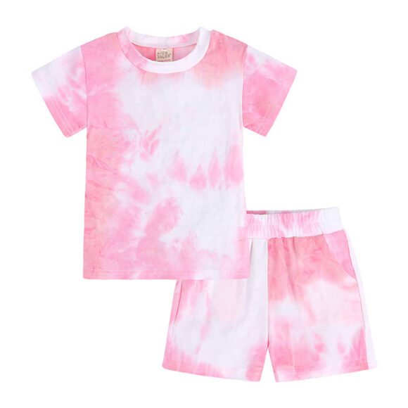 Kids Children Boys Summer Sets Tie Dyed Short Sleeve Shorts 2 Pieces Outfits Unisex Kids Girls Tie Dye Clothing Tracksuit Suits - Image 5