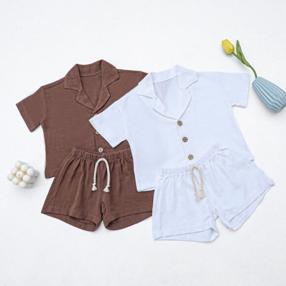 New 2025 Baby Short Sleeve Set Style Summer Loose Soft Round Neck T-shirt Sports Shorts Two-piece Set Boy`s and Girls Clothes - Image 6