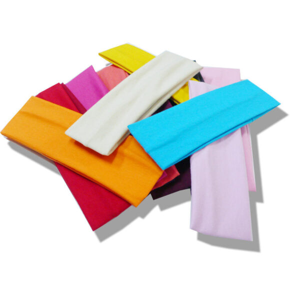 Wholesale Sports Headband Cotton Elastic Wide Sweatband Running Yoga Fitness Solid Color Hairband