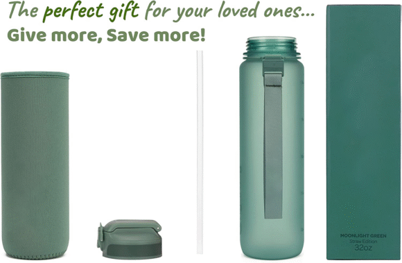 Water Bottle with Straw and Time Marker - 1 Liter BPA Free Leak Proof Sports Bottle - Condensation Free Water Bottle - Image 3